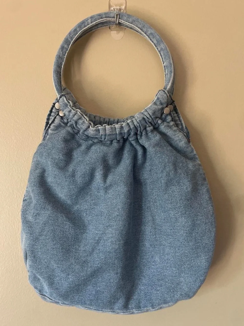 Disney Lizzie McGuire Light Blue Denim Butterfly Ring-Handle Hobo Bag